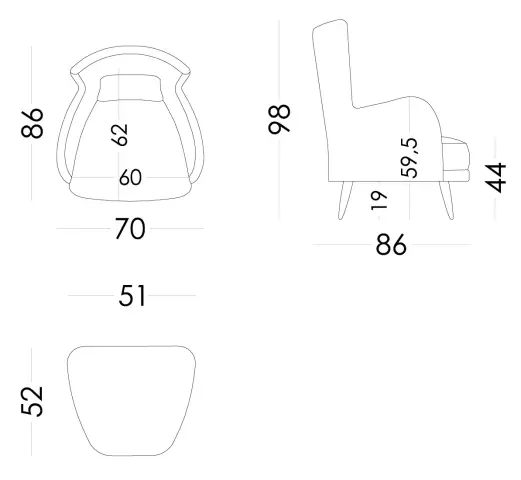 Fauteuil Kylian Fama dimensions