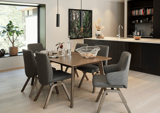 TABLE A MANGER SCANDINAVE BOIS CLAIR OU FONCE STRESSLESS